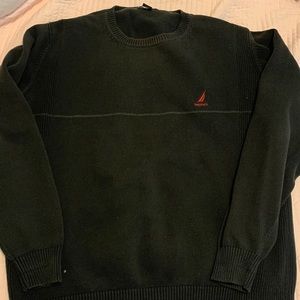Nautica sweater, M, crew neck, black with gray line, good condition!